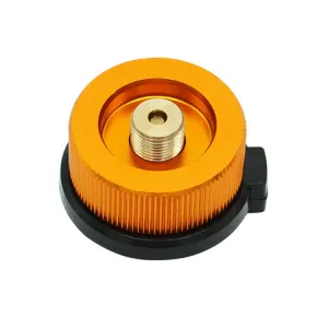 2 PCS Outdoor Camping Hiking Stove Burner Adaptor Split Type Furnace Converter Connector Auto-off Gas Cartridge Tank Cylinder Adapter(Orange)