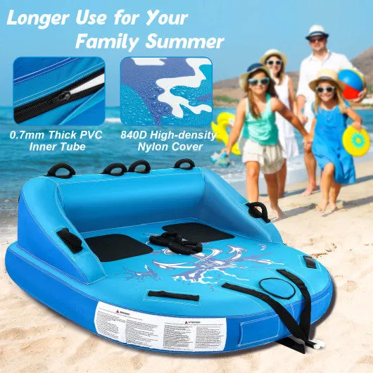 2 Person Water Sport Inflatable Towable Tubes for Boating-Blue