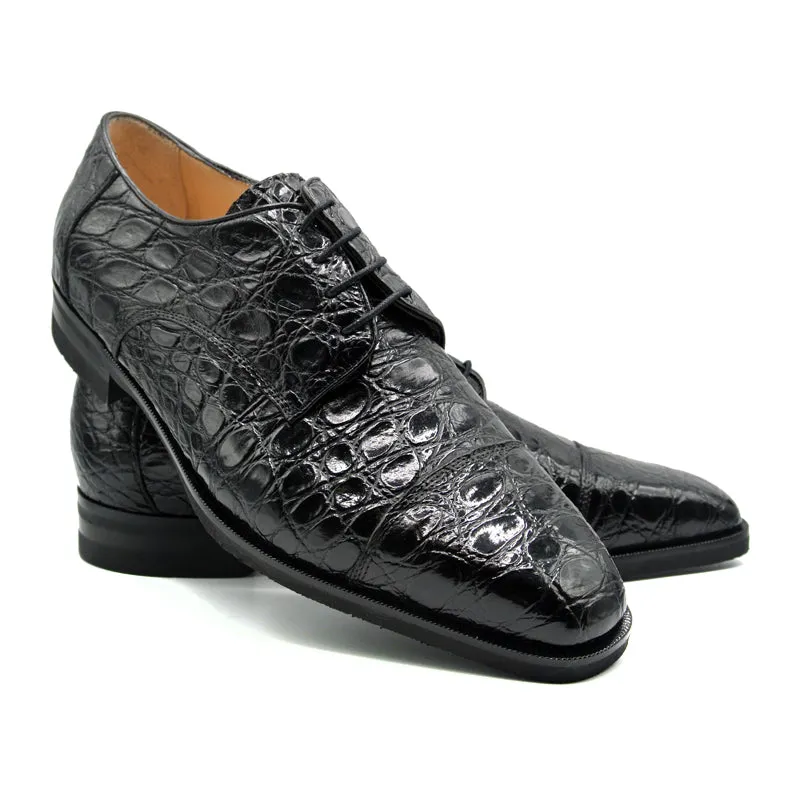 21-532-BKM ANDREA Crocodile Lace Up, Black