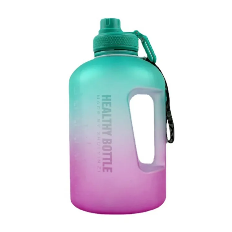 2.2L Large-Capacity Water Cup Sports And Fitness Straw Large Water Bottle Heat-resistant Plastic Barrel(Gradient Green Pink)