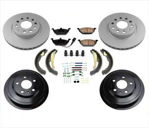 280MM Front Rotors Rear Drums Brake Pads for VW 11-12 Jetta 2.0L 4 Door Sedan