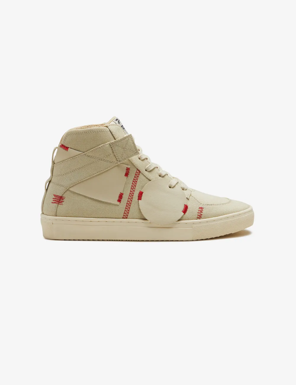 313 beige applique canvas high-top sneaker