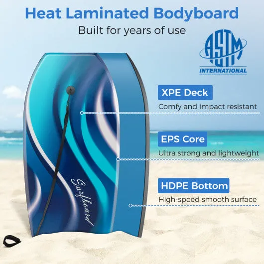 33/37/41 Inches Lightweight Body Board Boogie Board with EPS Core XPE Deck HDPE Bottom-L