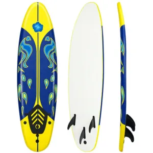 6 Feet Surfboard with 3 Detachable Fins-Yellow