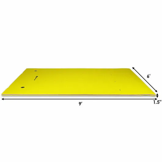 9' x 6' 3 Layer Floating Water Pad Foam Mat -Yellow