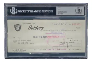 Al Davis Signed Oakland Raiders  Bank Check #16433 Auto 10 BAS