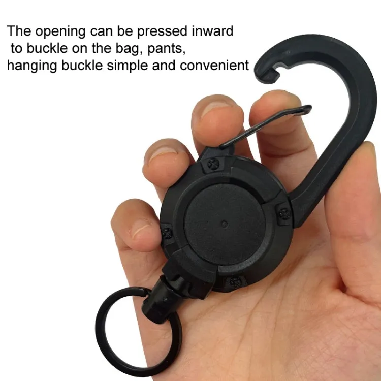 Backpack Carabiner Plastic Retractable Pull Badge Reel, Color: Black-Steel Wire Rope