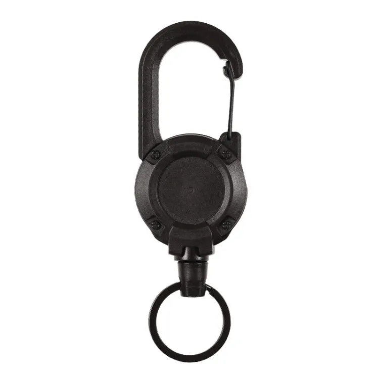 Backpack Carabiner Plastic Retractable Pull Badge Reel, Color: Black-Steel Wire Rope