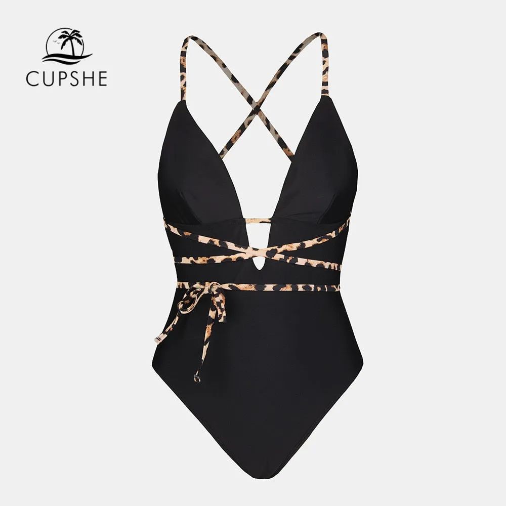 Black Cross Back Plunge Monokini