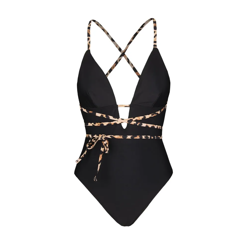 Black Cross Back Plunge Monokini