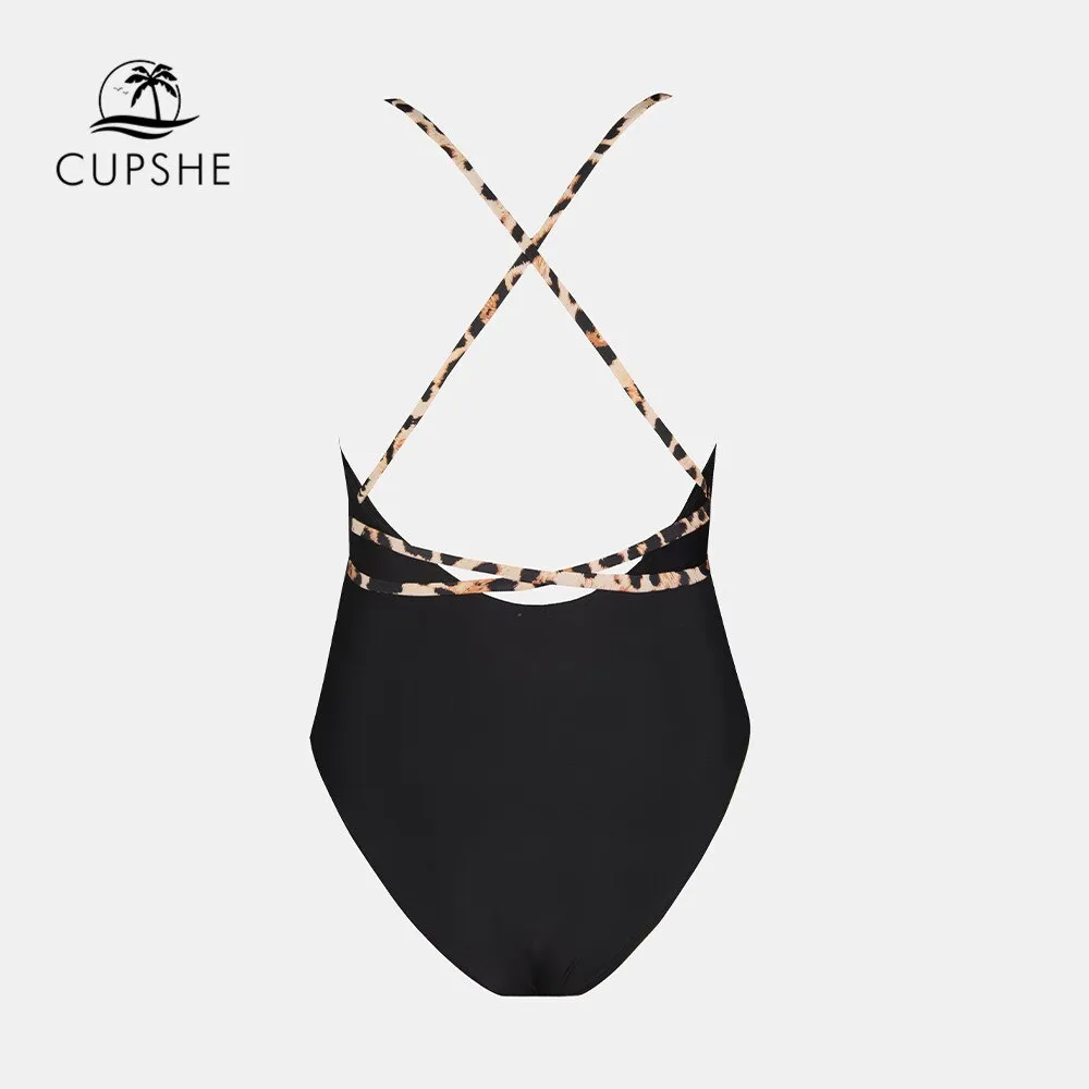 Black Cross Back Plunge Monokini