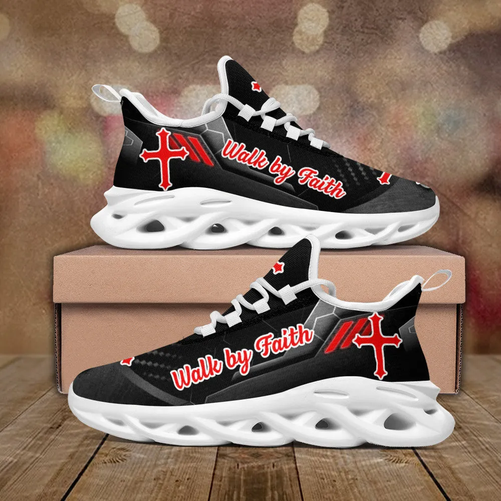 Black Jesus Walk By Faith Running Sneakers 2 Max Soul Shoes - Christian Shoes For Men And Women