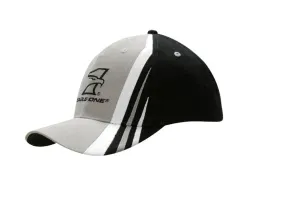 BRUSHED HEAVY COTTON CAP WITH FABRIC INSERTS AND EMBROIDERY ON CROWN & PEAK