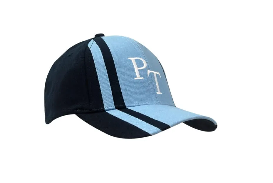 BRUSHED HEAVY COTTON CAP WITH FABRIC INSERTS AND STRIPES ON CROWN & PEAK