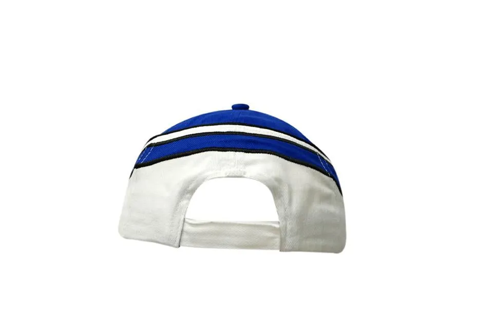 BRUSHED HEAVY COTTON CAP WITH FABRIC TRIMS/EMBROIDERY & PIPING ON CROWN & PEAK