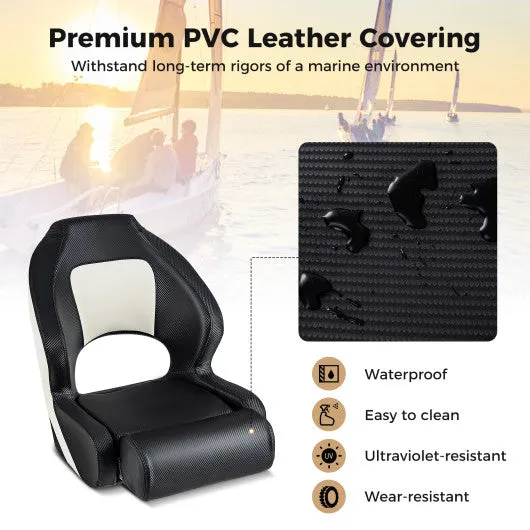 Captain Bucket Seat with Waterproof PVC Leather for Sightseeing Boat-Black