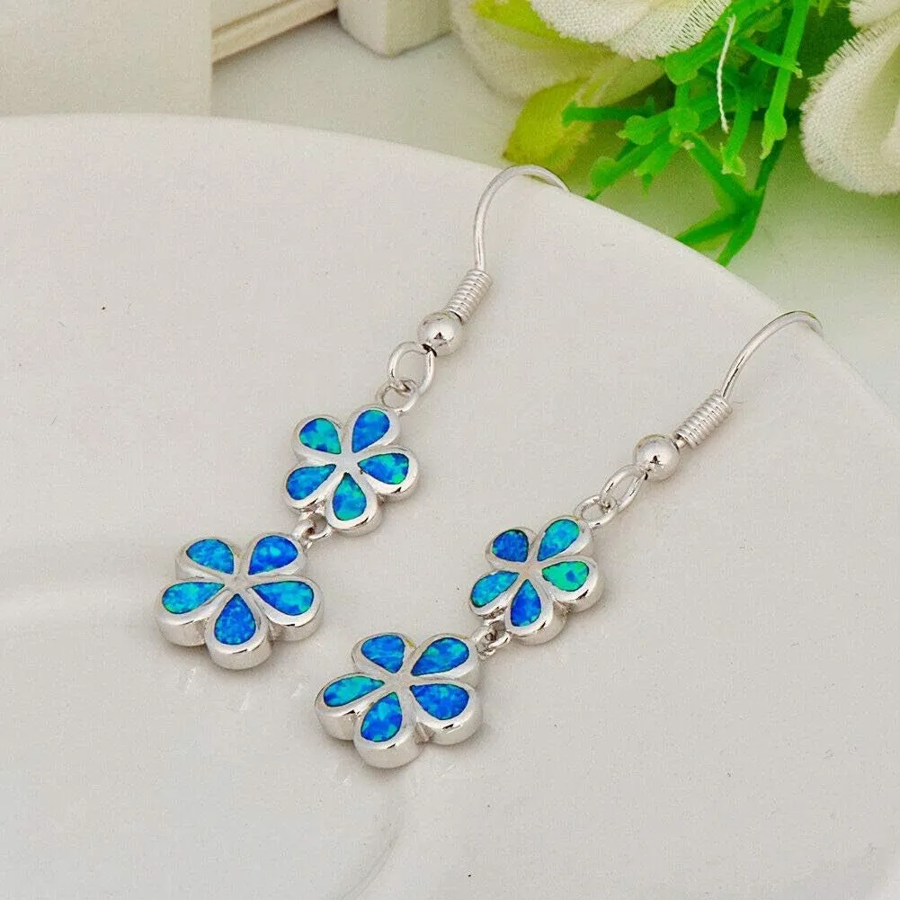 Cinily Gold-Plated Flower-Shaped Opal Hypoallergenic Stud and Dangle Drop Earrings – Elegant Jewelry Gift for Women and Girls