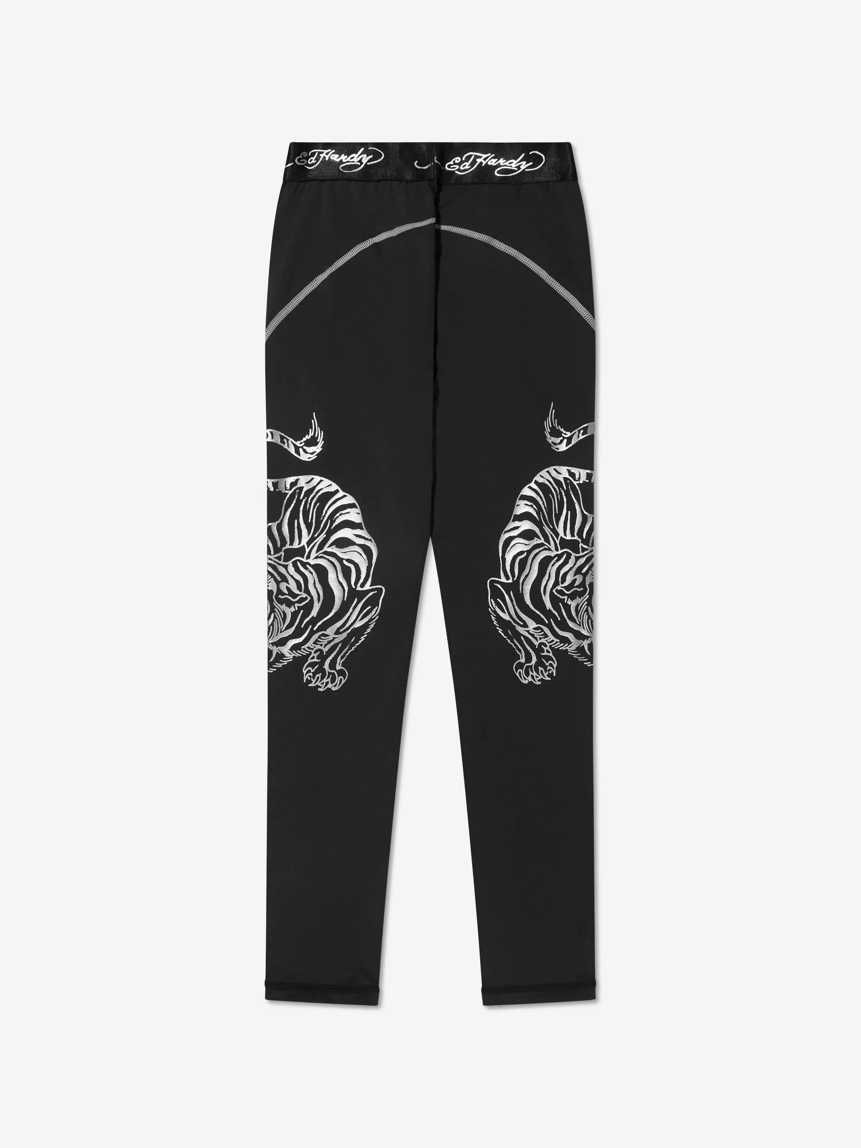 ED Hardy Girls Tiger Logo Sports Leggings in Black