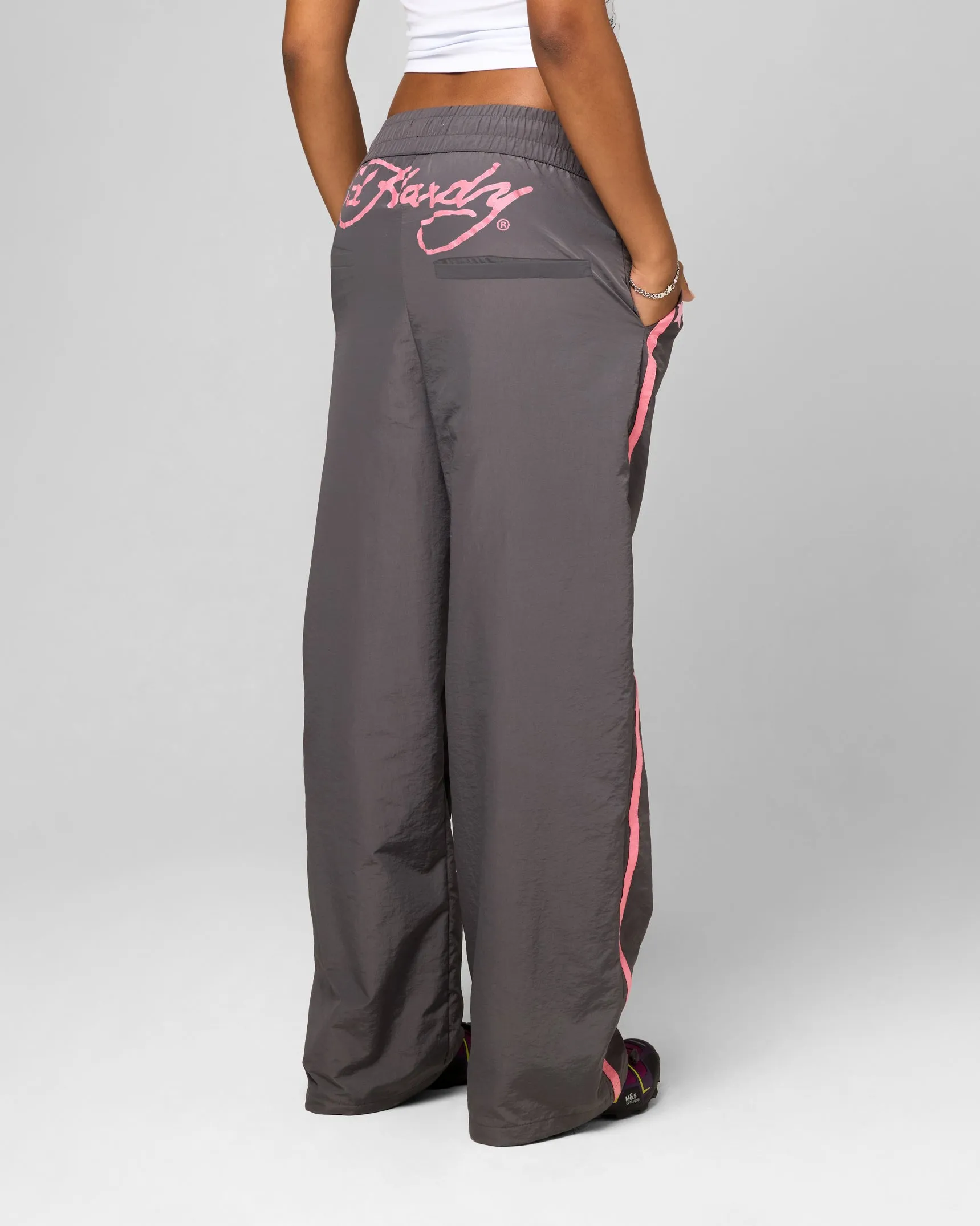 Ed Hardy Women's Nylon Sports Pant Grey/Pink