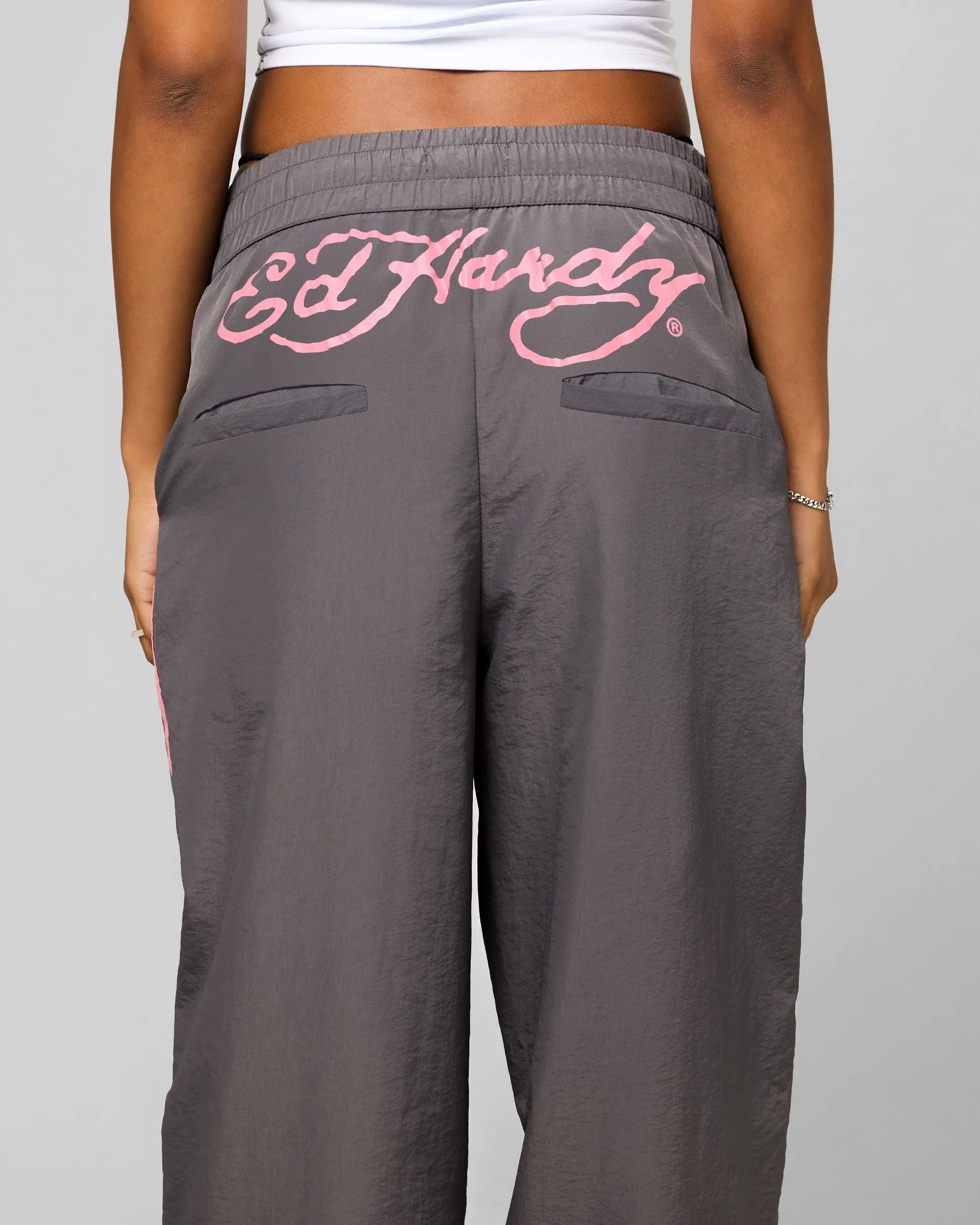 Ed Hardy Women's Nylon Sports Pant Grey/Pink