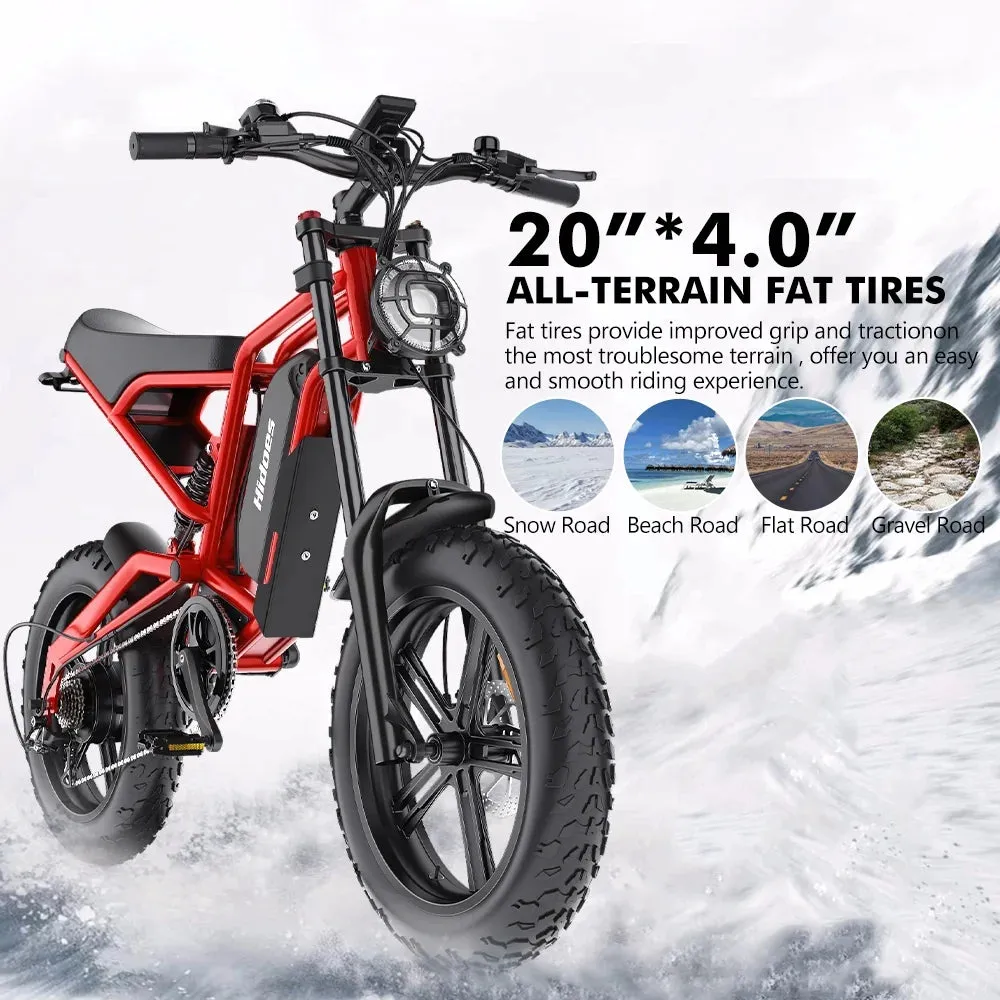 Electric Bike Mountain E-Bike for Adults with 20" Fat Tire, 1200W 7 Speeds Cruiser Ebike Adult Electric Bikes up to 32Mph & 43Miles, 330Lbs Capacity