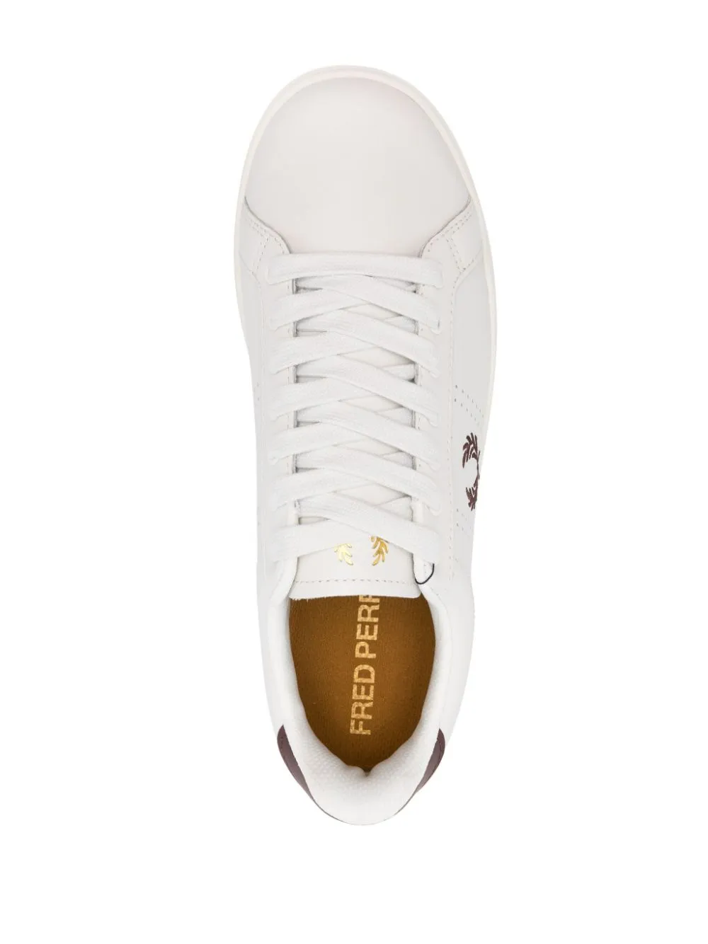 embroidered-logo leather sneakers