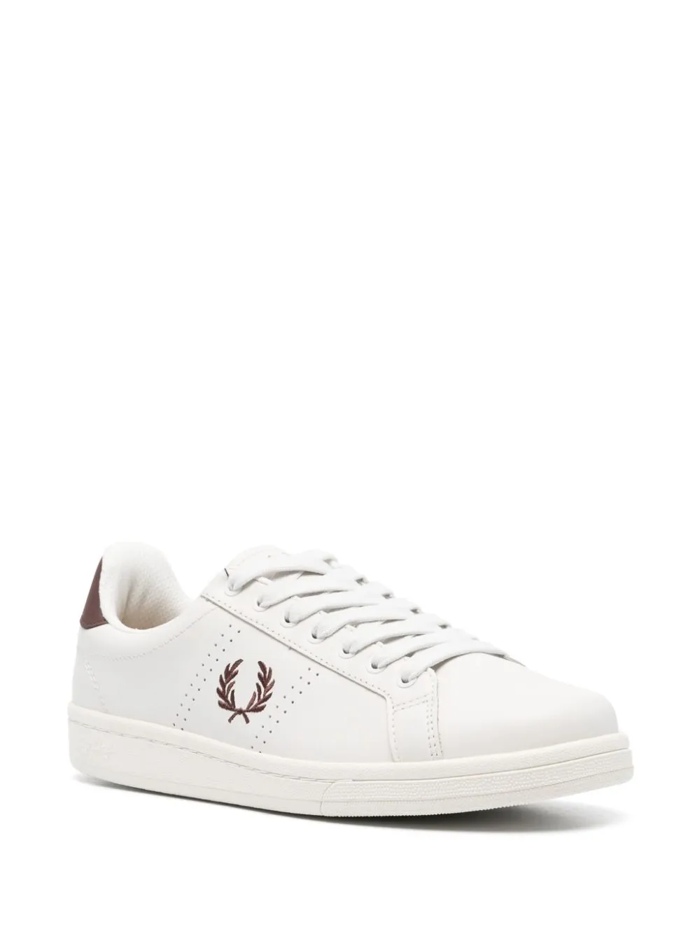 embroidered-logo leather sneakers