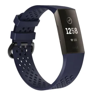 Fitbit Charge 3 breathable soft silicone watch strap - Size: L - Dark Blue