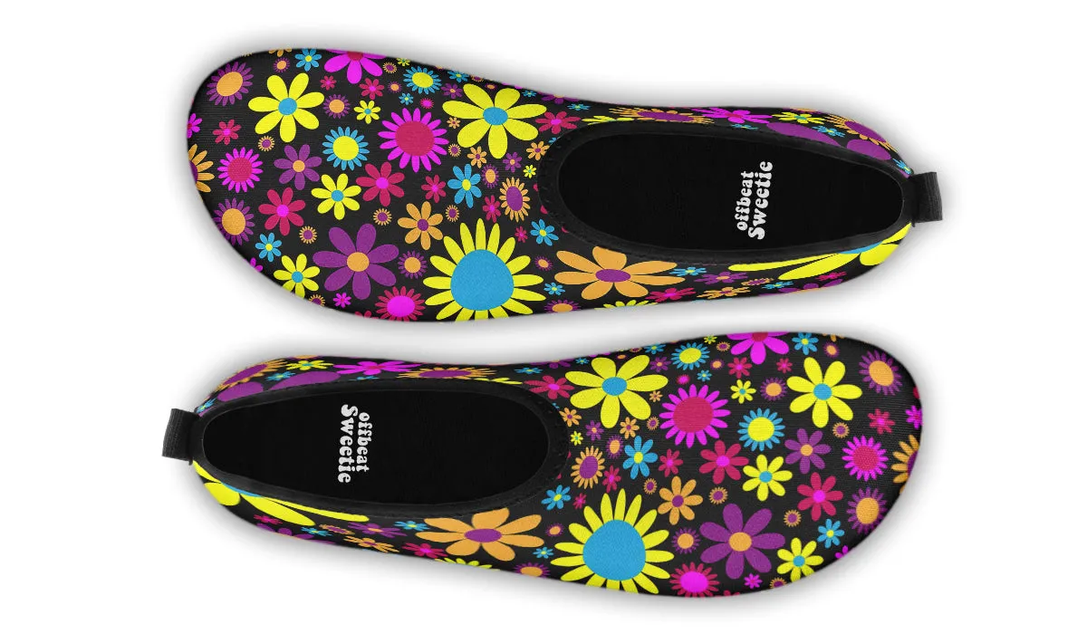 Funky Retro Flowers Water Shoes