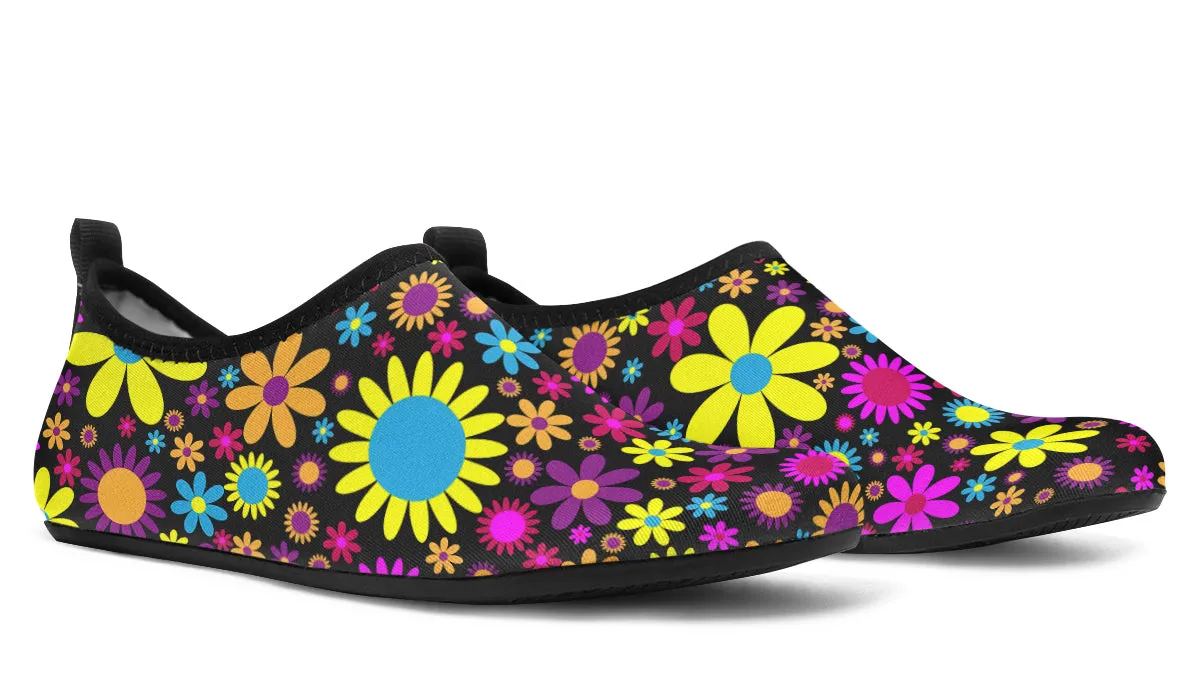 Funky Retro Flowers Water Shoes