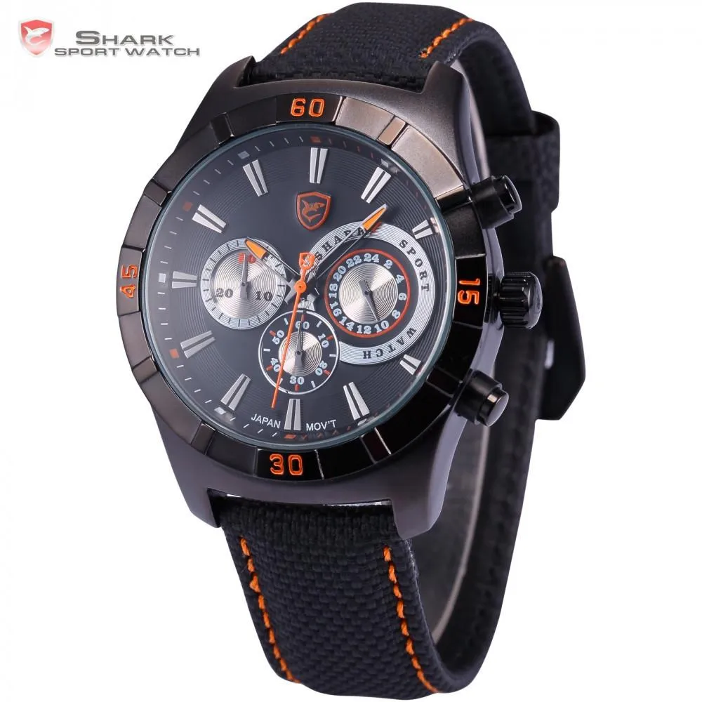 GANGES Shark 2nd Sport Watch Black/Orange  SW 286