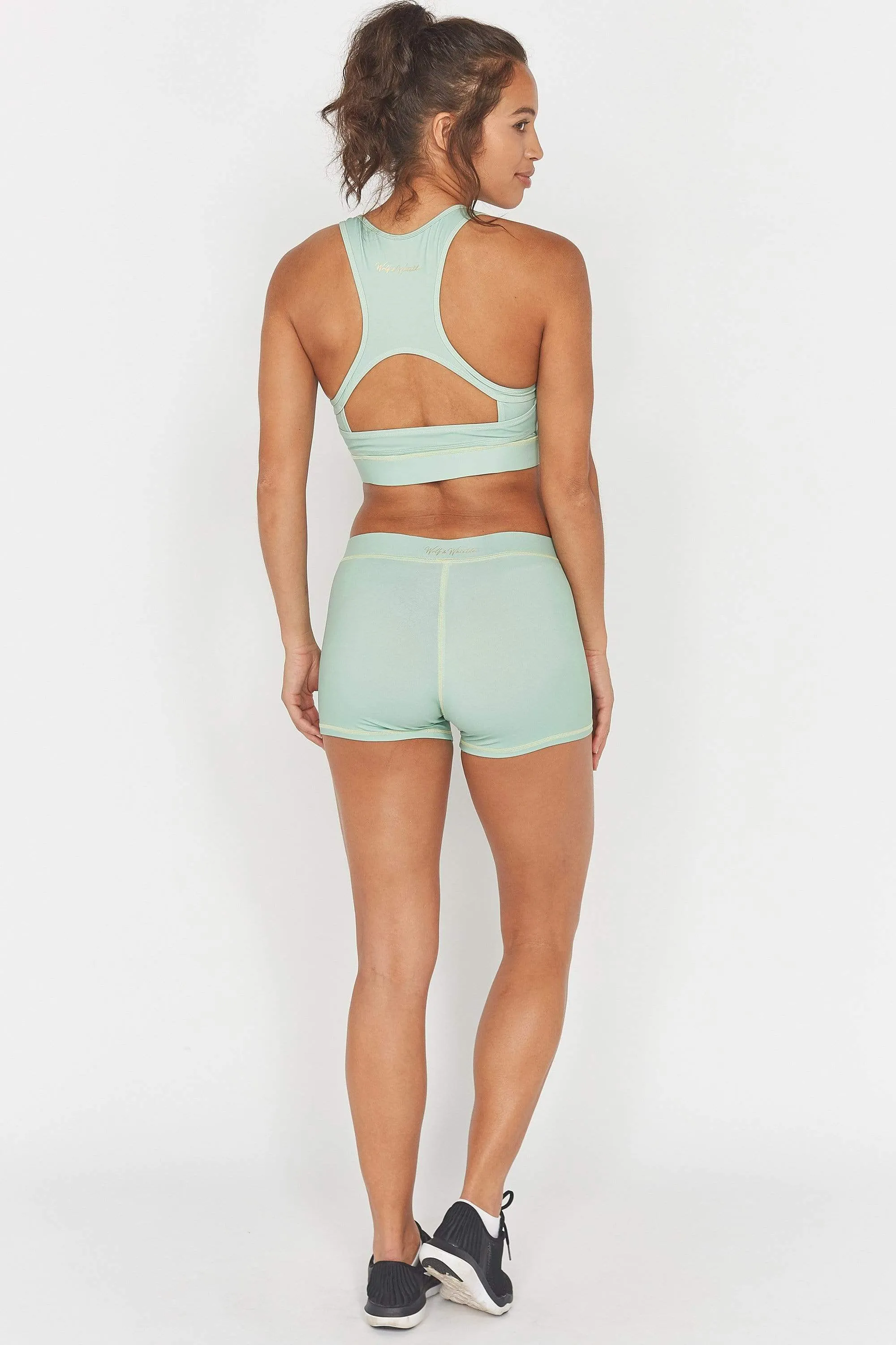 Green Double Strap Back Sports Bra