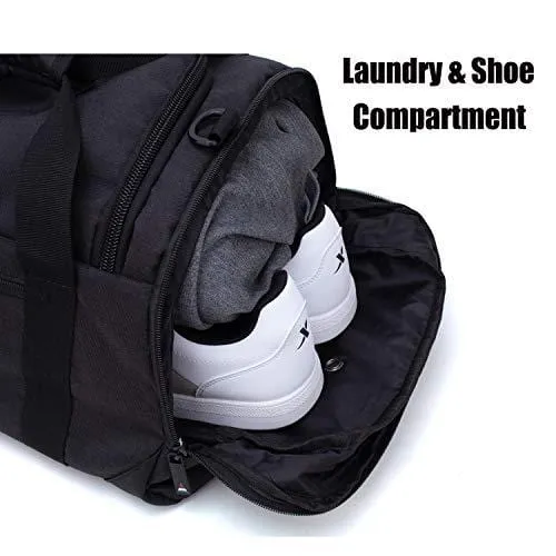 Gym Duffle Bag Backpack Waterproof Sports Duffel Bags Travel Weekender Bag for Men Women Overnight Bag with Shoes Compartment Black