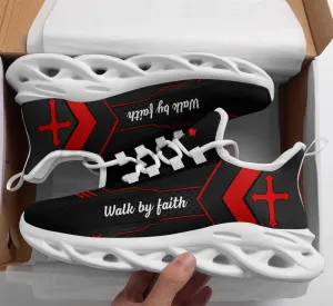 Jesus Red Walk By Faith Running Sneakers 1 Max Soul Shoes - Christian Shoes For Men And Women