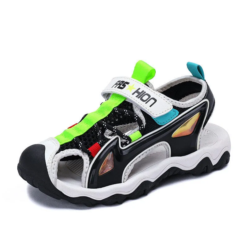 Kids Sandals Beach Sports Children Flats Breathable Anti-slippery Boys Girls Closed Toe Slippers