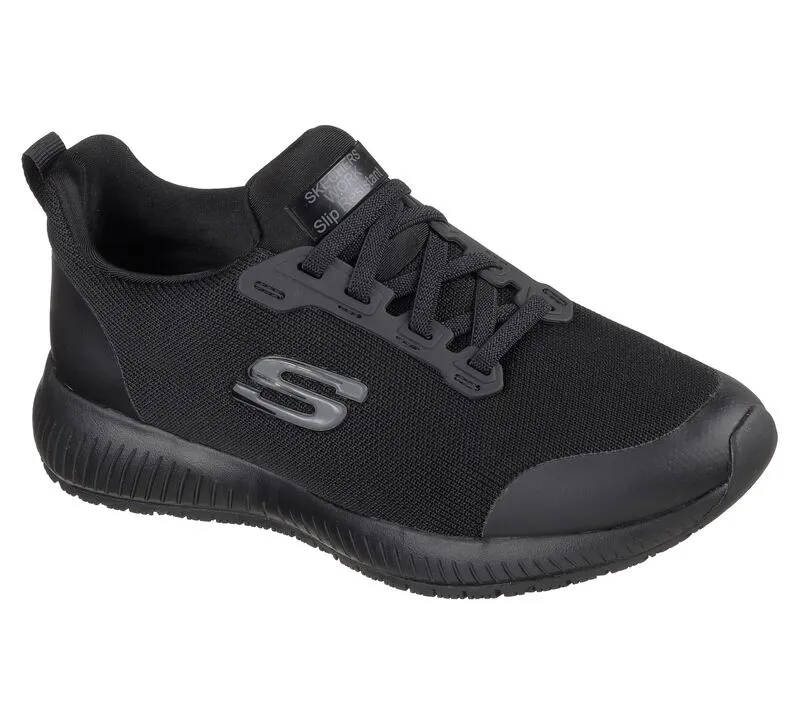 Ladies Skechers Bobs Sport Black Trainers Laced Slip Resistant Work 77222EC sale