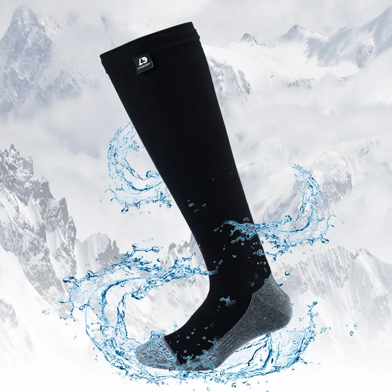 LEAKDRY Merino Wool Thermal Waterproof Socks Knee High Black&Grey