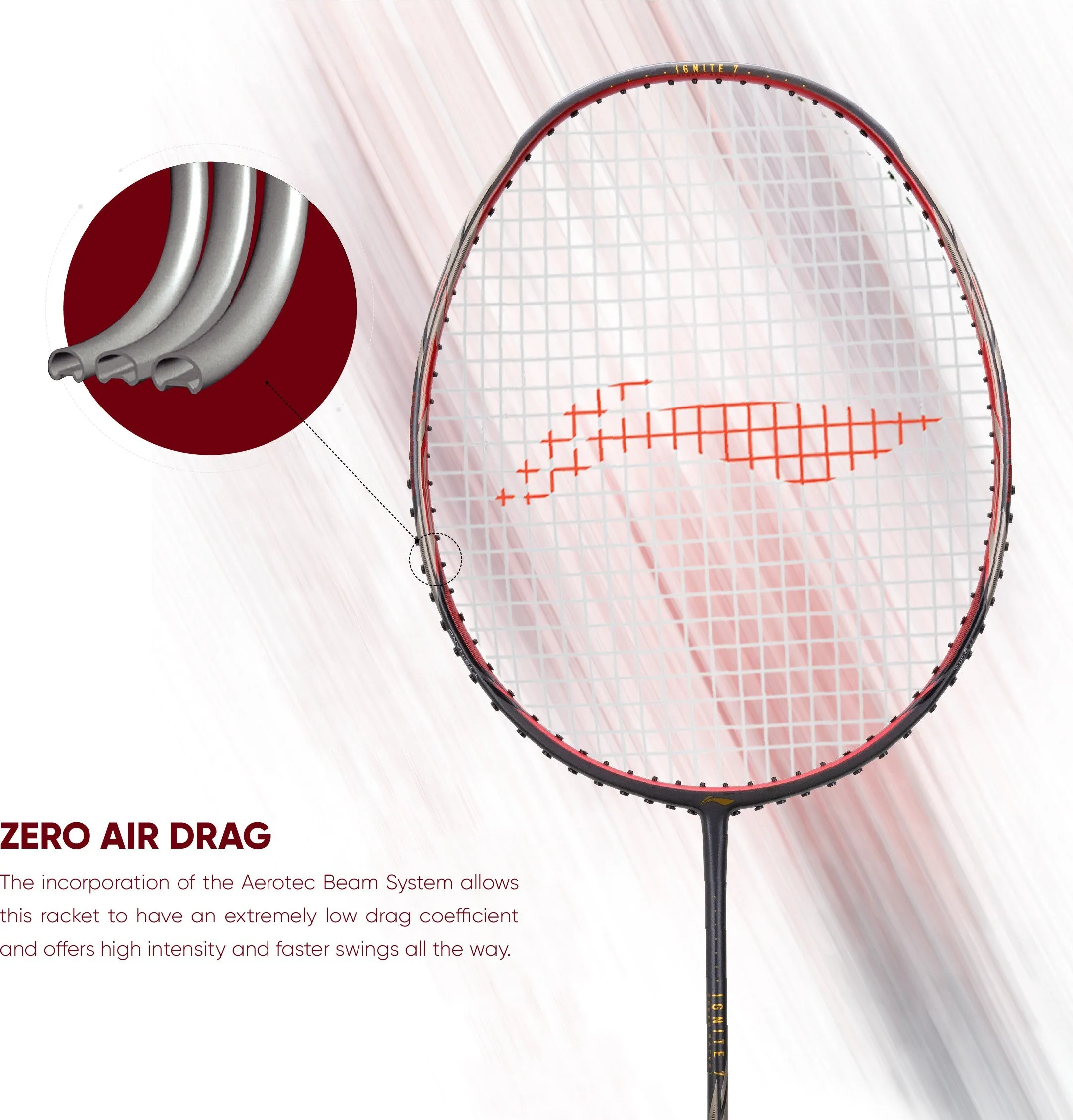 Li-Ning Ignite 7 Strung Badminton Racquet (Grey / Red)