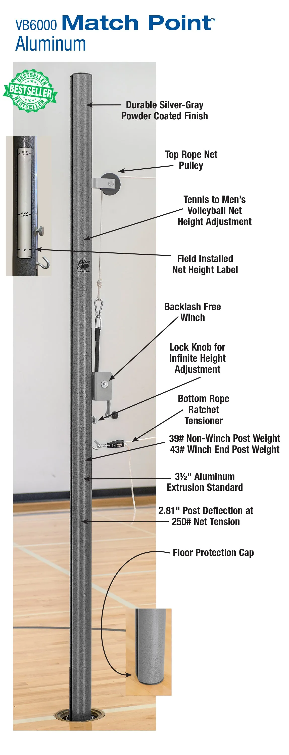 MATCH POINT™ ALUMINUM COMPLETE SYSTEM W/FLOOR SOCKETS