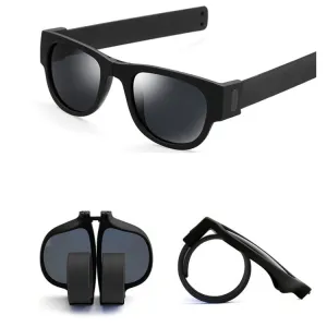 New Fashion Crimp Folding Mirror Pops Polarized Sunglasses Casual UV400 Protection Glasses for Men / Women(Black)