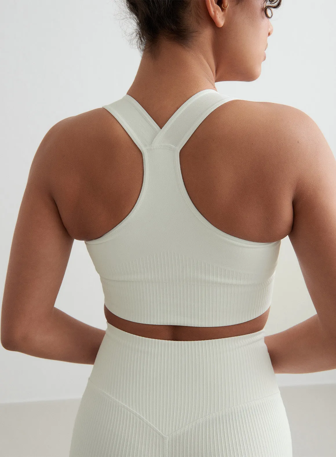 Off-White Ribbed Seamless High Support Bra