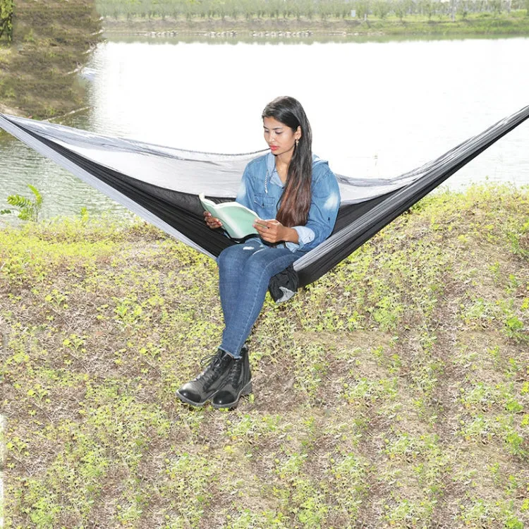 Outdoor Hammock Nylon Parachute Cloth Travel Camping Swing, Style: 2.7m x 1.4m (Black Gray)