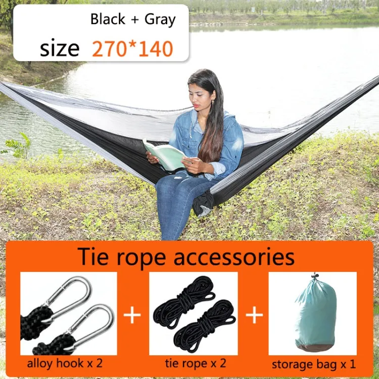 Outdoor Hammock Nylon Parachute Cloth Travel Camping Swing, Style: 2.7m x 1.4m (Black Gray)