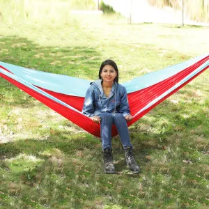 Outdoor Hammock Nylon Parachute Cloth Travel Camping Swing, Style: 3m x 2m (Red Sky Blue)