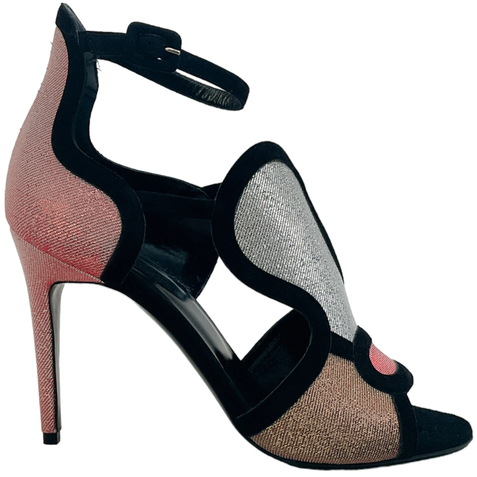 Pierre Hardy Red / Silver Metallic Pumps with Black Suede Trim