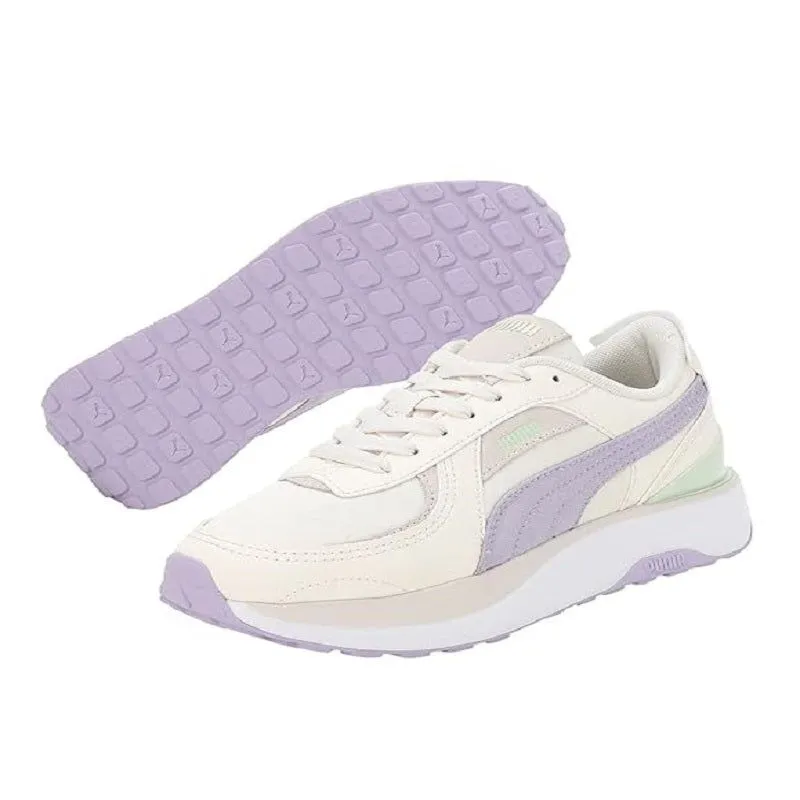 Puma Women's Cruise Rider Nu Satin Lace Up Shoes - Beige / Purple / Green