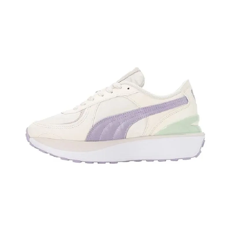 Puma Women's Cruise Rider Nu Satin Lace Up Shoes - Beige / Purple / Green