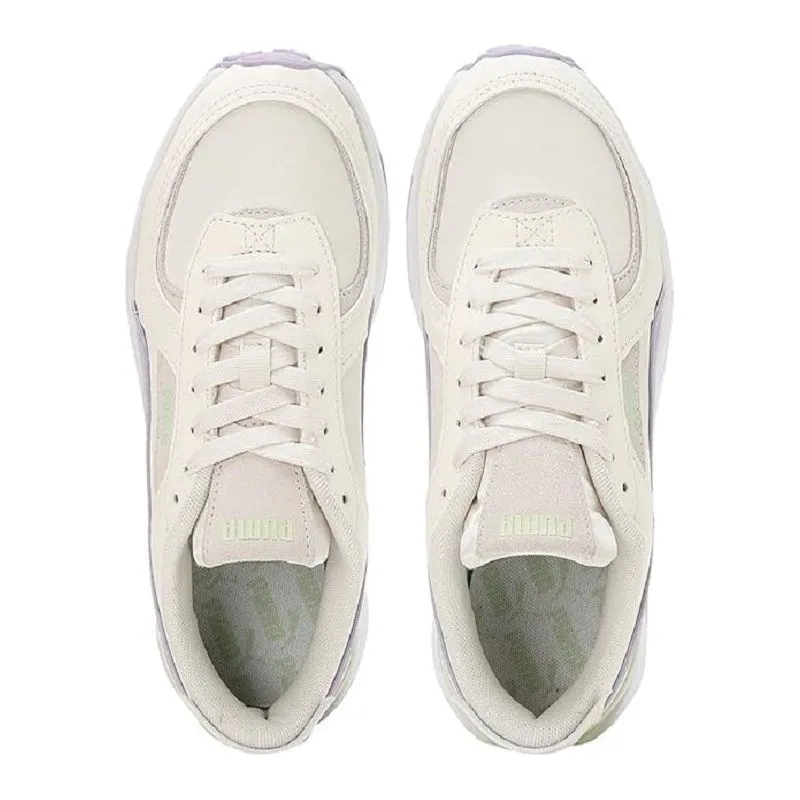 Puma Women's Cruise Rider Nu Satin Lace Up Shoes - Beige / Purple / Green