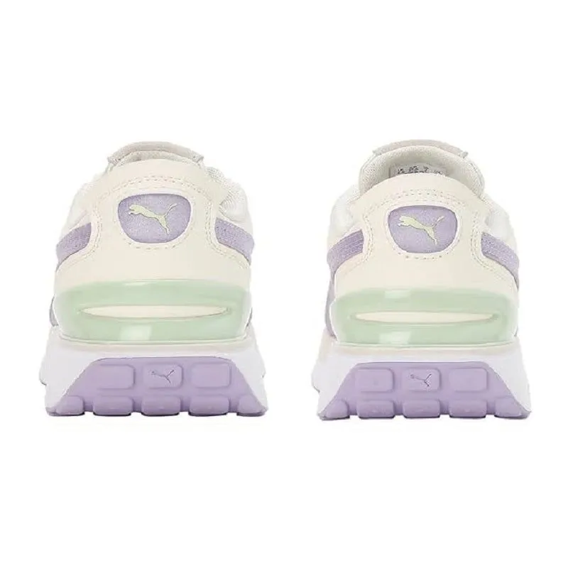 Puma Women's Cruise Rider Nu Satin Lace Up Shoes - Beige / Purple / Green