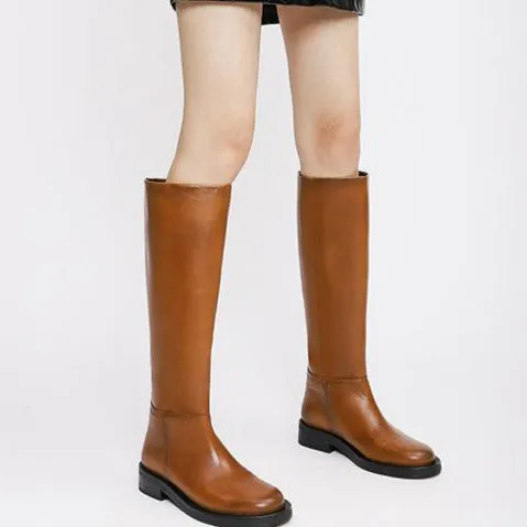 Retro Round-toed Riding Boots